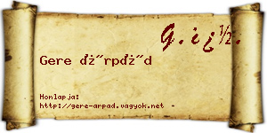 Gere Árpád névjegykártya
