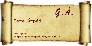 Gere Árpád névjegykártya